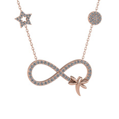 Yusufçuk Sonsuzluk Kolye - Pırlanta 14 ayar rose altın kolye (0.792 karat, 40 cm rose altın rolo zincir) #1qer4fq