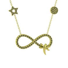 Peridot 8 ayar altın kolye (40 cm gümüş rolo zincir)