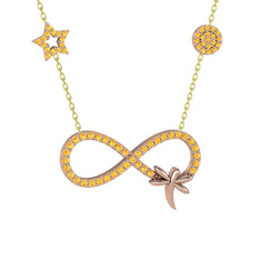 Sitrin 925 ayar rose altın kaplama gümüş kolye (40 cm gümüş rolo zincir)