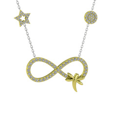 Yusufçuk Sonsuzluk Kolye - Swarovski 8 ayar altın kolye (40 cm gümüş rolo zincir) #co2hdq