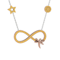 Yusufçuk Sonsuzluk Kolye - Sitrin 14 ayar rose altın kolye (40 cm gümüş rolo zincir) #gsq8r