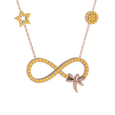 Yusufçuk Sonsuzluk Kolye - Sitrin 925 ayar rose altın kaplama gümüş kolye (40 cm rose altın rolo zincir) #iajvqs