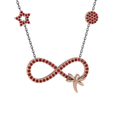 Garnet 14 ayar rose altın kolye (40 cm gümüş rolo zincir)