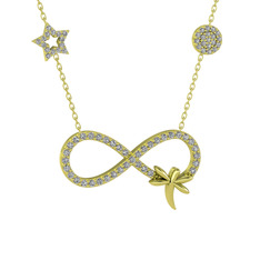 Yusufçuk Sonsuzluk Kolye - Beyaz zirkon 925 ayar altın kaplama gümüş kolye (40 cm gümüş rolo zincir) #zgk91q