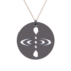 Farkındalık (Mindfulness) Kolye - 925 ayar siyah rodyum kaplama gümüş kolye (50 cm rose altın rolo zincir) #e2jmx5