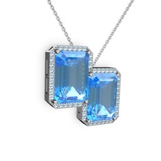 Avis Kolye - Akuamarin 14 ayar beyaz altın kolye (40 cm beyaz altın rolo zincir) #15bsva8