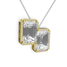 Avis Kolye - Beyaz zirkon ve swarovski 8 ayar altın kolye (40 cm beyaz altın rolo zincir) #1766p4e