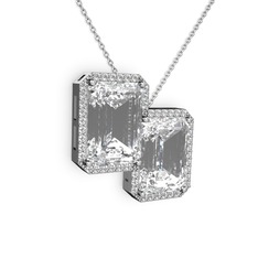 Avis Kolye - Beyaz zirkon ve swarovski 8 ayar beyaz altın kolye (40 cm beyaz altın rolo zincir) #1aqqjrp