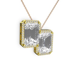 Avis Kolye - Beyaz zirkon ve swarovski 14 ayar altın kolye (40 cm gümüş rolo zincir) #1cmvjjb