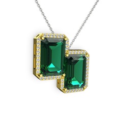 Avis Kolye - Yeşil kuvars ve swarovski 18 ayar altın kolye (40 cm gümüş rolo zincir) #1fuw6ns