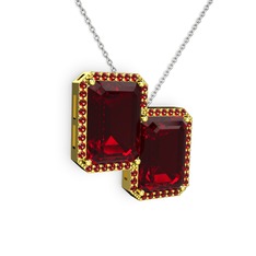 Garnet 8 ayar altın kolye (40 cm beyaz altın rolo zincir)
