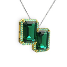 Avis Kolye - Yeşil kuvars 14 ayar altın kolye (40 cm beyaz altın rolo zincir) #1u1fmnf