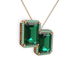 Avis Kolye - Yeşil kuvars 925 ayar rose altın kaplama gümüş kolye (40 cm rose altın rolo zincir) #1unb8eh