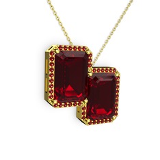 Avis Kolye - Garnet 14 ayar altın kolye (40 cm altın rolo zincir) #3b33gw