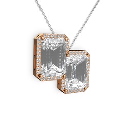 Avis Kolye - Beyaz zirkon ve swarovski 14 ayar rose altın kolye (40 cm gümüş rolo zincir) #5kk7qx