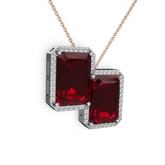Avis Kolye - Garnet ve swarovski 8 ayar beyaz altın kolye (40 cm gümüş rolo zincir) #d1jh7g