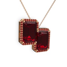 Garnet 8 ayar rose altın kolye (40 cm rose altın rolo zincir)