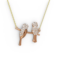 Swarovski 925 ayar rose altın kaplama gümüş kolye (40 cm gümüş rolo zincir)