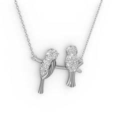 Lora Kuş Kolye - Swarovski 925 ayar gümüş kolye (40 cm beyaz altın rolo zincir) #16xcvbb