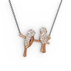 Swarovski 8 ayar rose altın kolye (40 cm gümüş rolo zincir)