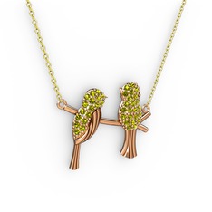Peridot 18 ayar rose altın kolye (40 cm altın rolo zincir)
