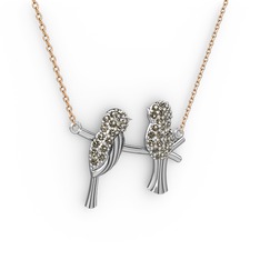 Lora Kuş Kolye - Dumanlı kuvars 925 ayar gümüş kolye (40 cm gümüş rolo zincir) #1m1irad