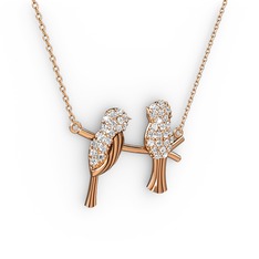 Beyaz zirkon 18 ayar rose altın kolye (40 cm rose altın rolo zincir)