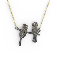 Lora Kuş Kolye - Dumanlı kuvars 925 ayar siyah rodyum kaplama gümüş kolye (40 cm gümüş rolo zincir) #oiqkag