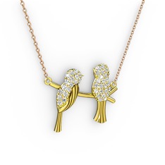 Lora Kuş Kolye - Swarovski 8 ayar altın kolye (40 cm gümüş rolo zincir) #vjo4yy