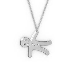 Swarovski 8 ayar beyaz altın kolye (40 cm beyaz altın rolo zincir)