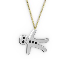 Kurabiye Kolye - Siyah zirkon 925 ayar gümüş kolye (40 cm gümüş rolo zincir) #17yhay