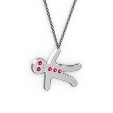 Kurabiye Kolye - Rodolit garnet 925 ayar gümüş kolye (40 cm gümüş rolo zincir) #1bjkqax