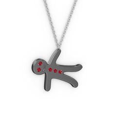 Kurabiye Kolye - Garnet 925 ayar siyah rodyum kaplama gümüş kolye (40 cm gümüş rolo zincir) #1qie0yu
