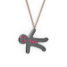 Rodolit garnet 925 ayar siyah rodyum kaplama gümüş kolye (40 cm gümüş rolo zincir)