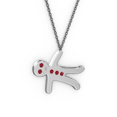Garnet 14 ayar beyaz altın kolye (40 cm gümüş rolo zincir)