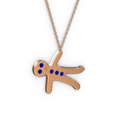 Kurabiye Kolye - Lab safir 14 ayar rose altın kolye (40 cm rose altın rolo zincir) #3y6qbc