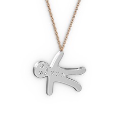 Kurabiye Kolye - Swarovski 18 ayar beyaz altın kolye (40 cm rose altın rolo zincir) #9wt2pu