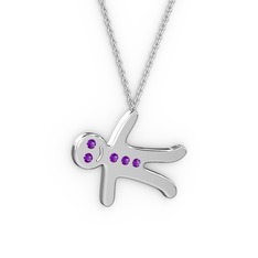 Kurabiye Kolye - Ametist 925 ayar gümüş kolye (40 cm gümüş rolo zincir) #ckwmex