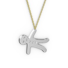 Kurabiye Kolye - Swarovski 8 ayar beyaz altın kolye (40 cm altın rolo zincir) #d1wqkf
