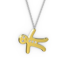 Swarovski 8 ayar altın kolye (40 cm gümüş rolo zincir)