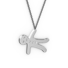 Swarovski 14 ayar beyaz altın kolye (40 cm gümüş rolo zincir)