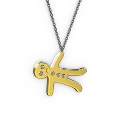 Kurabiye Kolye - Dumanlı kuvars 925 ayar altın kaplama gümüş kolye (40 cm gümüş rolo zincir) #zmy1e7