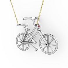 Bisiklet Kolye - Garnet 8 ayar beyaz altın kolye (40 cm altın rolo zincir) #15mhq9e