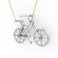 Peridot 18 ayar beyaz altın kolye (40 cm altın rolo zincir)