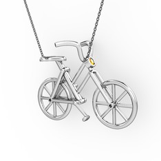 Bisiklet Kolye - Sitrin 925 ayar gümüş kolye (40 cm gümüş rolo zincir) #18q6d36