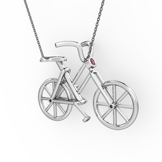 Bisiklet Kolye - Kök yakut 14 ayar beyaz altın kolye (40 cm gümüş rolo zincir) #19vygl0
