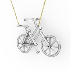 Bisiklet Kolye - Pırlanta 14 ayar beyaz altın kolye (0.036 karat, 40 cm altın rolo zincir) #1bwolwu