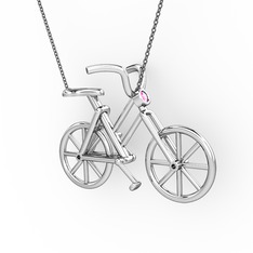 Pembe kuvars 925 ayar gümüş kolye (40 cm gümüş rolo zincir)
