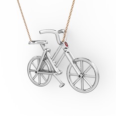 Bisiklet Kolye - Garnet 18 ayar beyaz altın kolye (40 cm rose altın rolo zincir) #1fvt3jo