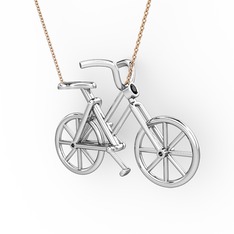 Bisiklet Kolye - Siyah zirkon 8 ayar beyaz altın kolye (40 cm gümüş rolo zincir) #1p2bjv